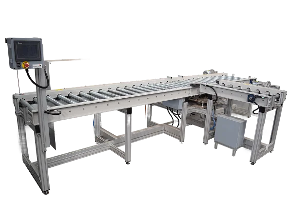 L-shaped roller conveyor system